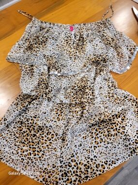 Victoria's Secret Leopard Print Off-Shoulder Romper - White, Brown, Black VTG